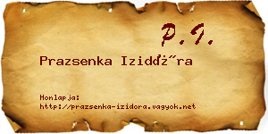 Prazsenka Izidóra névjegykártya